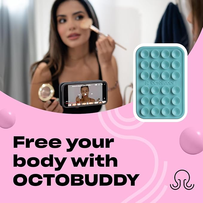 Classic MAX - Silicone Suction Phone Case Adhesive Mount - Hands-Free, Strong Grip Holder for Selfies & Videos - Durable, Easy to Use - 2.6″ x 3.9″, Pastel Turquoise
