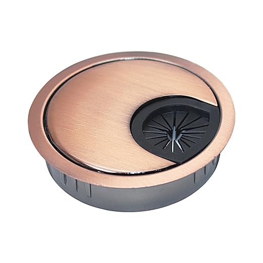 1 Pcs Desk Grommet 2-1/16" / 53 mm, Desk Cord Hole Cover, Cable Grommet Metal Zinc Alloy Materilal, Desk Hole Grommet for Home & Office Pc, Detachable Cable Cord Organizer-Copper Red