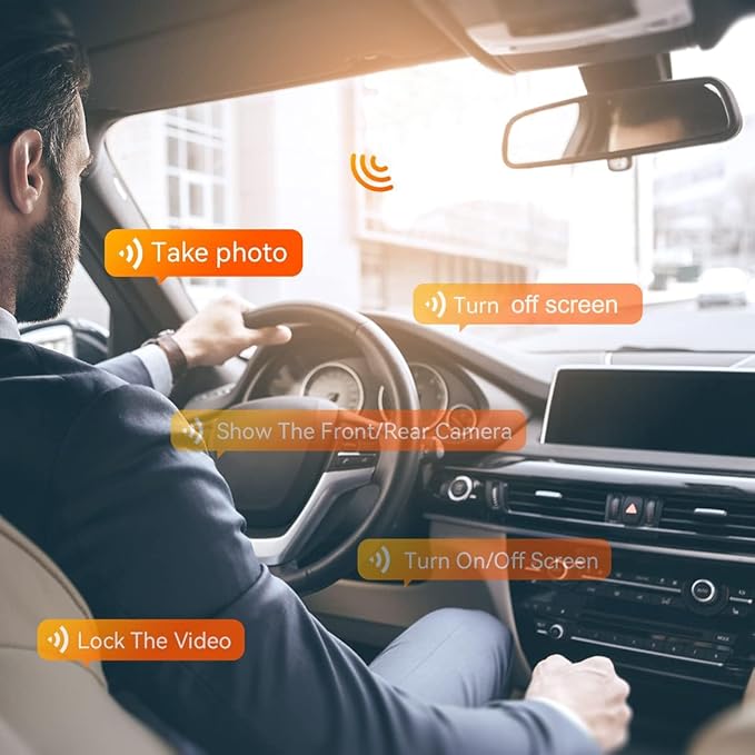 Mirror Dual Dash Camera,4K and 1080P Dash Cam with Voice Control Rear View Mirror Camera and WiFi,GPS Dashcam for Cars with WDR Night Vision, G-Sensor, 24 Parking Monitor ABS (Include 64FGB Card)