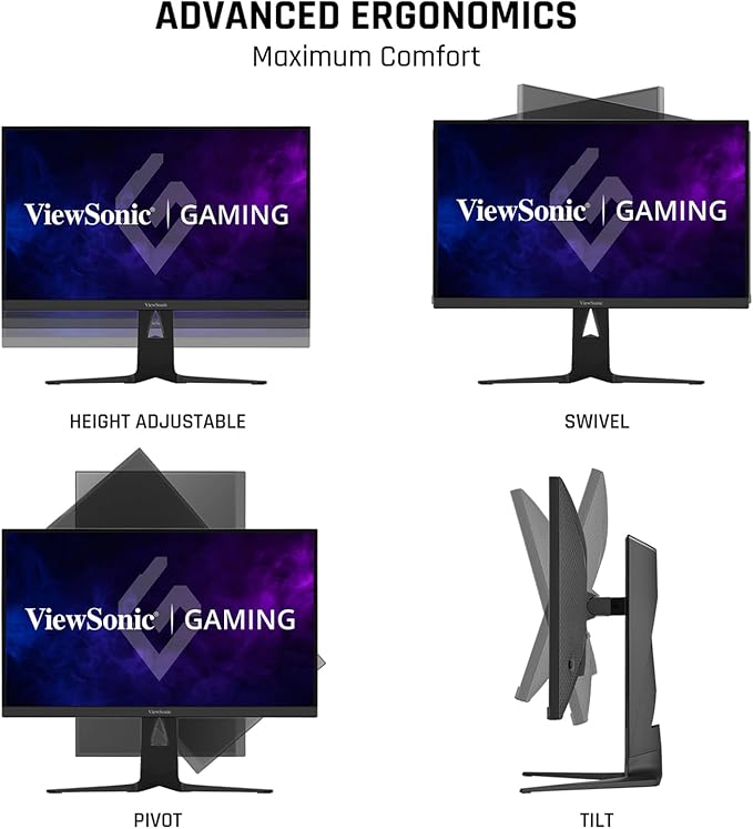 ViewSonic XG2736-2K 27 Inch 1440p IPS Gaming Monitor with 240Hz, 0.5ms FreeSync Premium, NVIDIA G-Sync Compatible, RGB Lighting, Advanced Ergonomics, HDMI, DP and 65W USB-C Inputs
