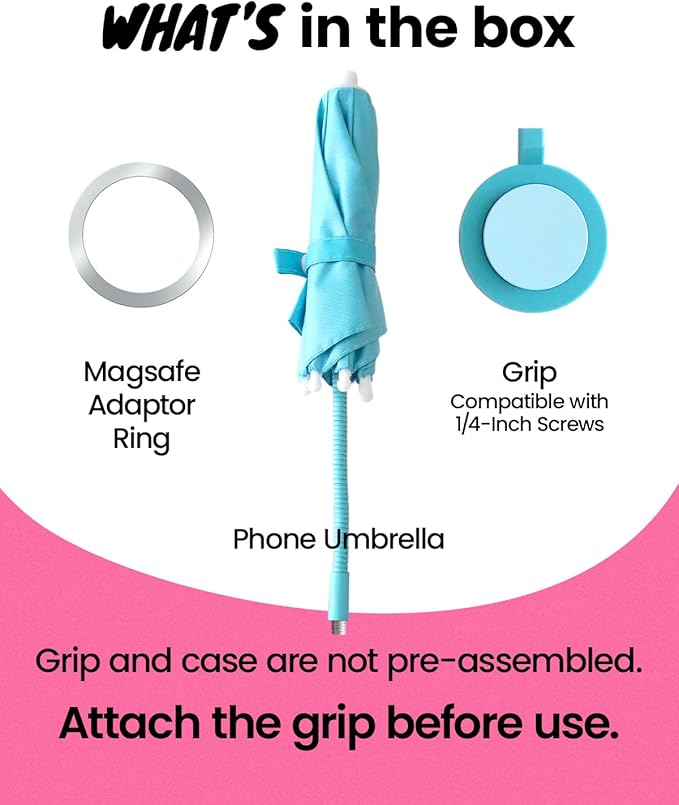 3 in 1 Magnetic Umbrella Sunshade Collapsible Expandable Phone Grip & Stand - Elegant Magsafe Compatible Phone Holder for Secure Grip and Hands-Free Viewing (Sky Blue)