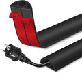 Floor Cord Cover for Wires on Floor Self Adhesive Cord Hider Floor Cable Management Wire Covers for Cords Protector Prevent Cable Trips Cord Cavity W 0.32" x H 0.32", Black, 20Ft