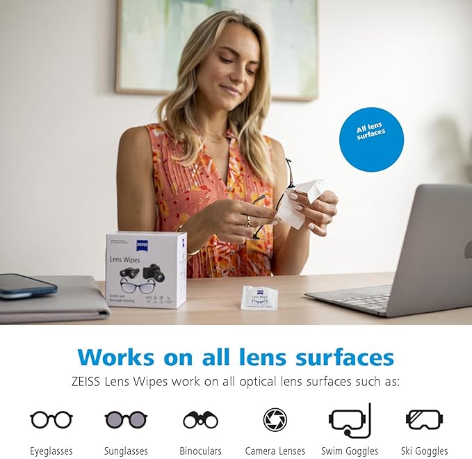 ZEISS Pre-Moistened Alcohol Wipes, Glasses Cleaner, 400 Count