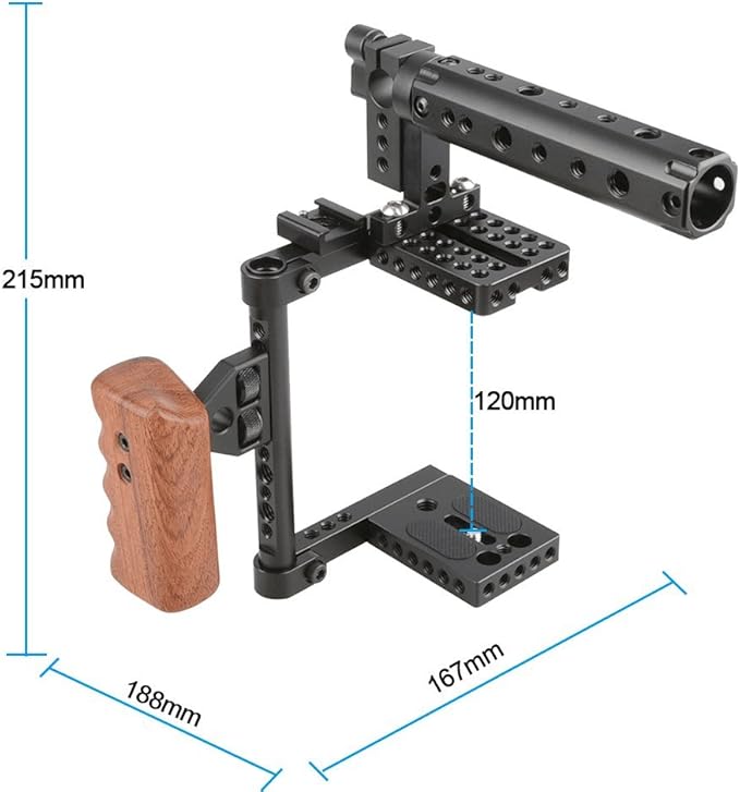 CAMVATE DSLR Camera Cage Top Handle Wood Grip Compatible for Sony Panasonnic - 1175