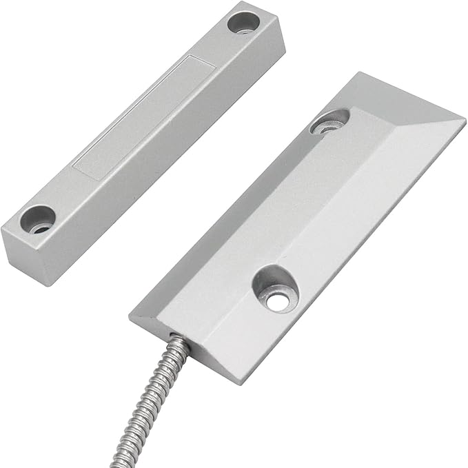 Magnetic Reed Switch Wired Surface Mount Normally Open/Closed NC/NO Contact Sensor Alarm Magnetic Door Switch with 3 Wires, Zinc Alloy Sliver, OC-55