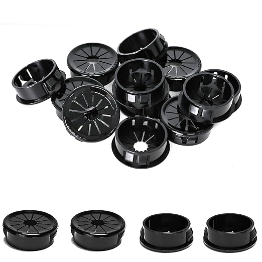 25 Pcs Cable Grommet, Snap Bushing 1-1/8" (28 mm) Mounting Diameter, Flexible Petal-Shaped Buckle Round Nylon Desk Grommet for Wires Through Countertop Cord Organizer and Protection, Black