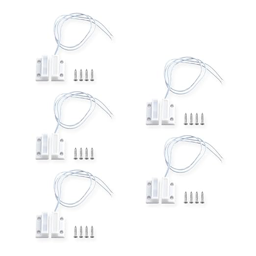Magnetic Reed Switch NC Surface Mount Wired Door Window Contact Sensor with Adhesive Paper for Home Security and Burglar Alarm Systems MC-38 5pcs