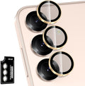 for Samsung Galaxy S25 Plus Camera Lens Protector, Individual Metal Ring Tempered Glass Lens Cover, [Strong Adsorption] Scratch Resistant Ultra-Thin HD Clear Lens Cover, 1 Set-Gold Ring