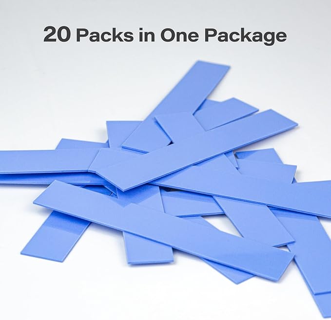 Aairhut 20 Pieces 120 x 20 x 1 mm Thermal Pads, 6 W/m.K Conductive Silicone Pad for M.2 SSD GPU Heatsink LED PS4 PS5 & More - Blue