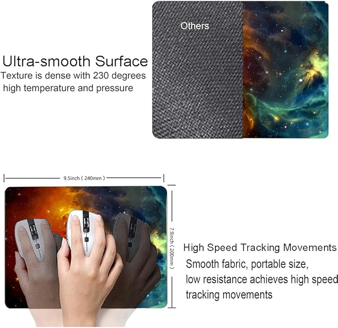 Mouse Pad, Galaxy Mouse Pad, Square Waterproof Mouse Pad Non-Slip Rubber Base MousePads for Office Laptop, 9.5"x7.9"x0.12" Inch(Cool Galaxy)