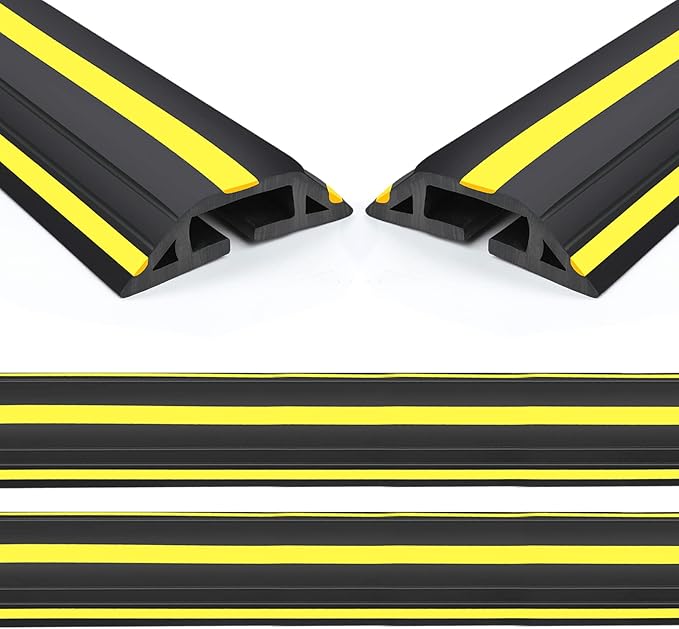 Eapele 10 ft Floor Cable Cover Protector, Heavy Duty PVC Duct Easy to Unroll, Prevent Trip Hazard for Outdoor Settings (2pcs)