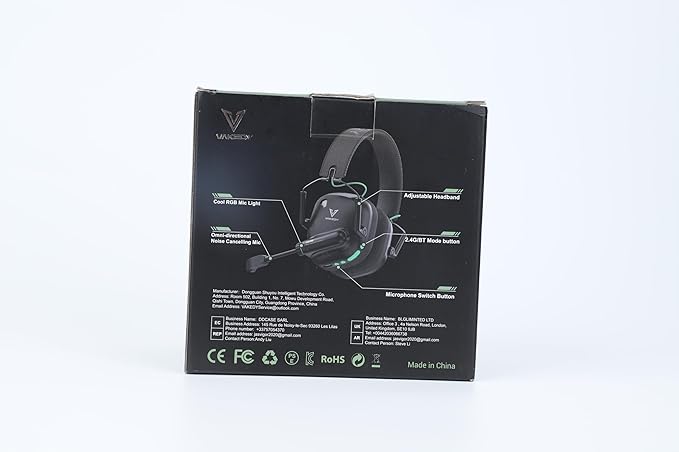 Wireless Gaming Headset for PC, PS5, PS4, Mac, Switch, 2.4GHz USB Dongle Headphones with Mic, Bluetooth 5.4, 50mm Driver, Stereo Sound, Cool Lighting, 50H Battery-Black/Green