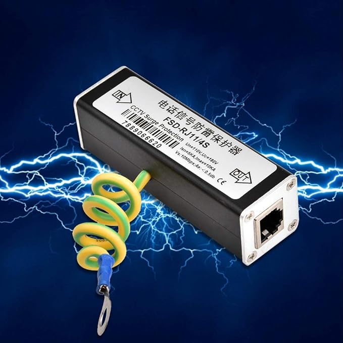 RJ11 Telephone Fax Protector, Lighting Thunder Arrester Device, Audio Telephone Protector Data Single Protector 110V