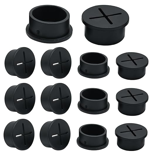 Desk Grommet, 3/4 in 20 mm Silicone Rubber Grommets, Black Desk Hole Cover for Cables, Flexible Wall Cord Pass Through Grommet for Office Table Computer Home Furniture Wire Organizer-15 Pcs