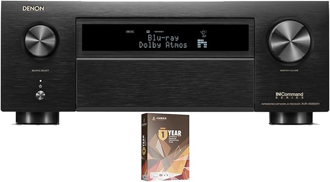Denon AVR-X6800H 11.4 Channel 8K Receiver with 3D Audio and Dolby Atmos with a 1 Year Amber Protection Extension (2023), Black