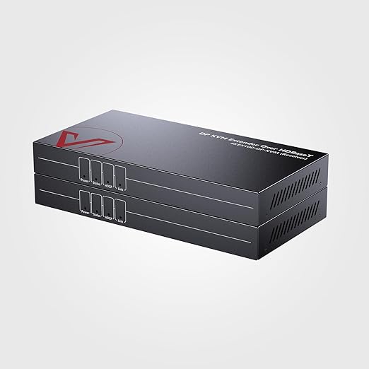 AV Access HDBaseT DisplayPort KVM Extender, Zero Latency, 4k@30Hz/1080P@120Hz, DP 1.2 PoE Extender, 2 USB 2.0 Ports for Keyboard and Mouse, EDID, Over Single Cat5e/6/6a/7 Up to 330ft (4KEX100-DP-KVM)