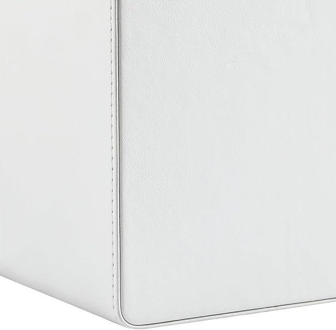 PU Leather Desk Organizer, Luxury Remote Control Holder for Home, Office Desk Accessories Table Caddy Bedside Nightstand Organizer (White)