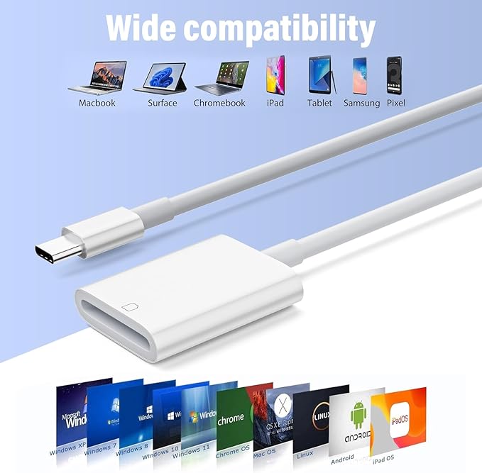 USB C SD Card Reader, Type C SD Memory Card Reader Micro SD Card Reader Compatible with iPhone 16/15/ iPad MacBook/Air/Pro iMac/Samsung Galaxy Android