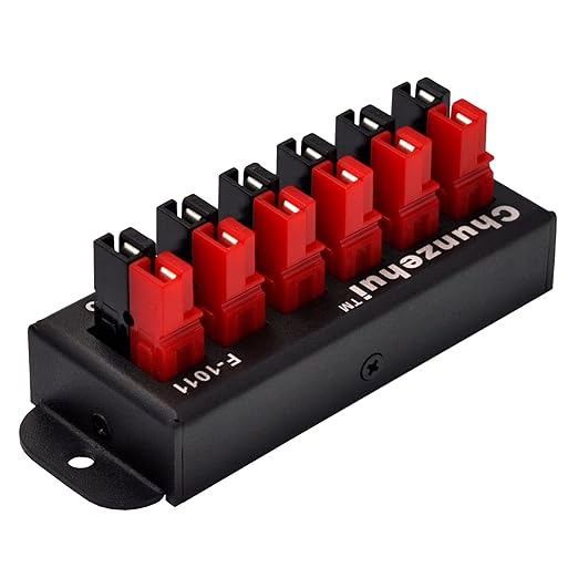 F-1011 6-Position 45A Power Pole Distribution Block Module, Connector Power Splitter Distributor Source Strip.