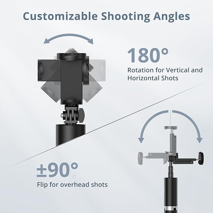 ATUMTEK 63"" Phone Tripod, Extendable Selfie Stick Tripod with Bluetooth Remote, All-in-One Aluminum Phone Tripod Stand with Cold Shoe Mount for 4”-7” iPhone and Android Smartphones Black, ATSS175