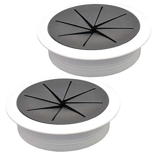 Desk Grommet 2-3/8" (60 mm), Desk Hole Cover for Cables White and Black, Cable Grommet ABS Plastic, Desk Hole Grommet for Office and Home Table Cable, Flexible Cable Cord Organizer-2 Pcs