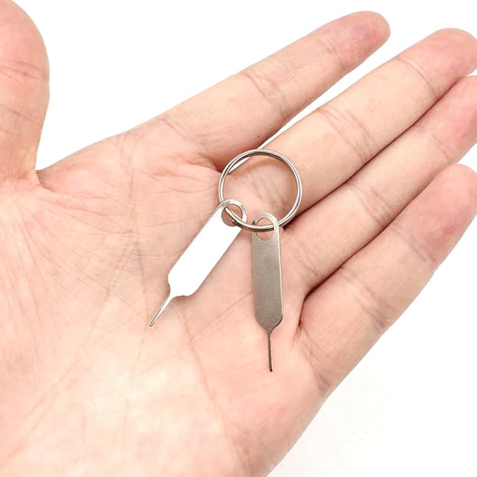 2 Pcs Universal Sim Card Tray Removal Key Tray Eject Pins, SD Removal Opening Tool with A Key Ring, for iPhone iPad Samsung Galaxy Google Pixel Phones