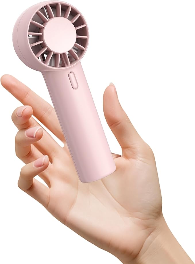 Mini Portable Fan, USB Personal Handheld Fan with 3-Speed Cooling Wind Rechargeable Battery Operated Mini Pocket Design for Desktop/Travel/Outdoor/Vacation/Concerts/Lash Makeup-Pink