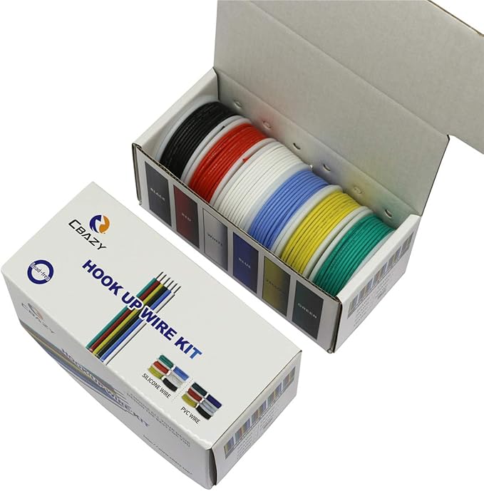 Hook up Wire Kit (Stranded Wire Kit) 18 Gauge Flexible Silicone Rubber Electric Wire 6 Colors 16.4 feet Each 18 AWG
