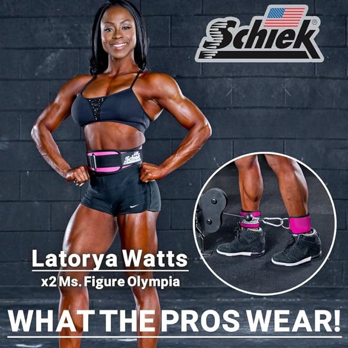 Schiek Sports 1707 Ankle Cuffs - Ideal for Glute Kickbacks and Cable Machine Workouts - Durable and Built To Last