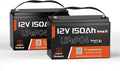 12V 150Ah LiFePO4 Lithium Battery BCI Group31 Bluetooth 2Pack,Built-in 110A BMS, Deep Cycle Battery for Solar, RV, Marine, Off-Grid Applications - 15000+ Life Cycles, Safe & Lightweight