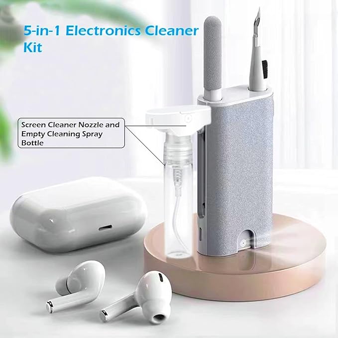 5-in-1 Electronics Cleaner Kit- Laptop Screen Cleaner kit,Multifunctional Bluetooth Earphones Cleaning Tool for iPhone Charging Port,Headphone,Earphone,Phone Speaker,Earpods