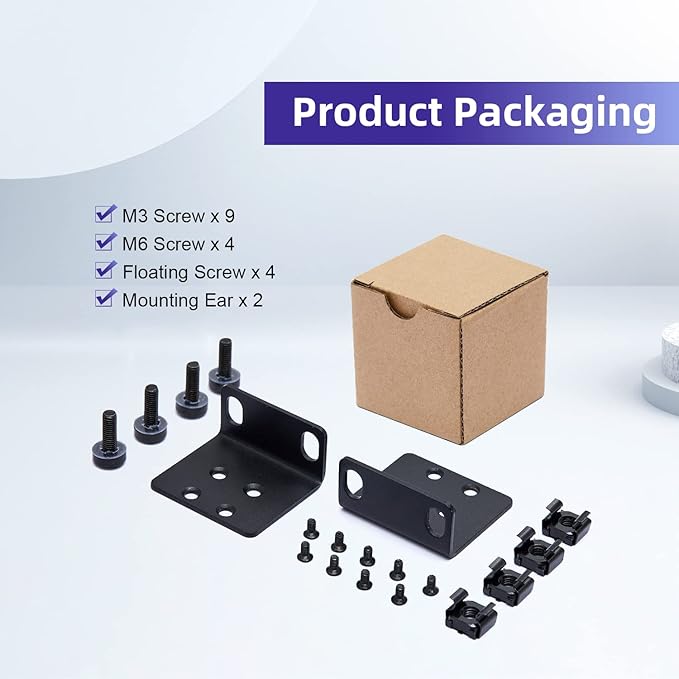 19" Rack Mount Kit for 17.3 inch Wide Switches, Compatible with Select Buffalo Tech, Dell, Cisco, D-Link, NETGEAR, Linksys and TRENDnet Products