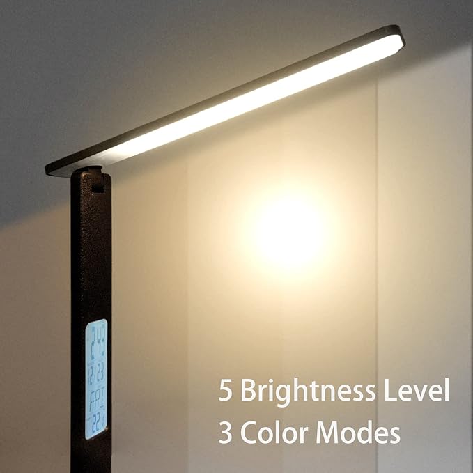 Desk lamp,LED Lamp with Wireless Charger,USB Charger Port,Touch Control,3 Color Modes,5 Brightness Levels,Eye-Protecting Table Lamp,Led Lights for Bedroom,Home,Office,Black