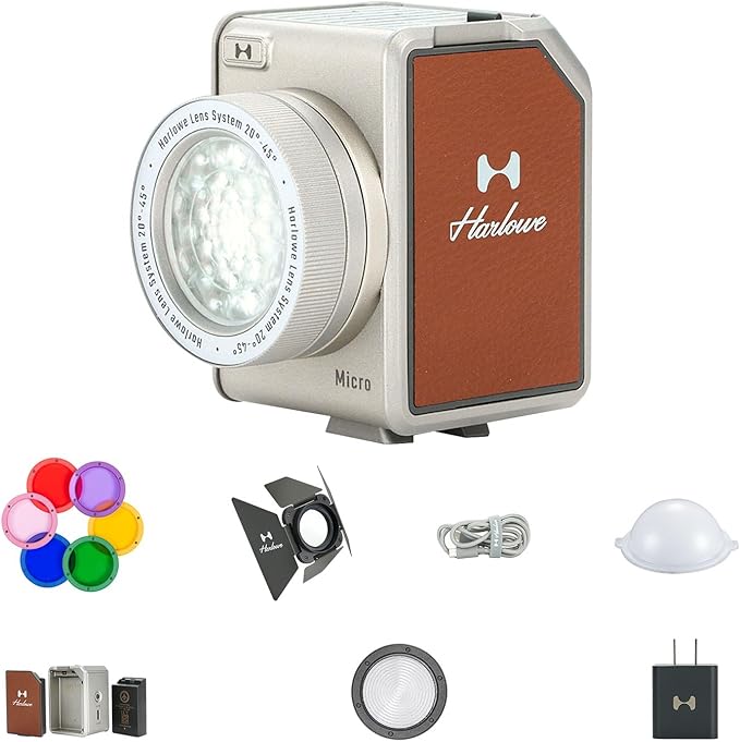 Harlowe Micro Portable Led Light for Camera 8W Bi-Color 2700K-6500K CRI/TLCI 96+ Small Camera Lighting Kit Mini Cube Fill Light for Photography and Video Recording Micro Creator Kit