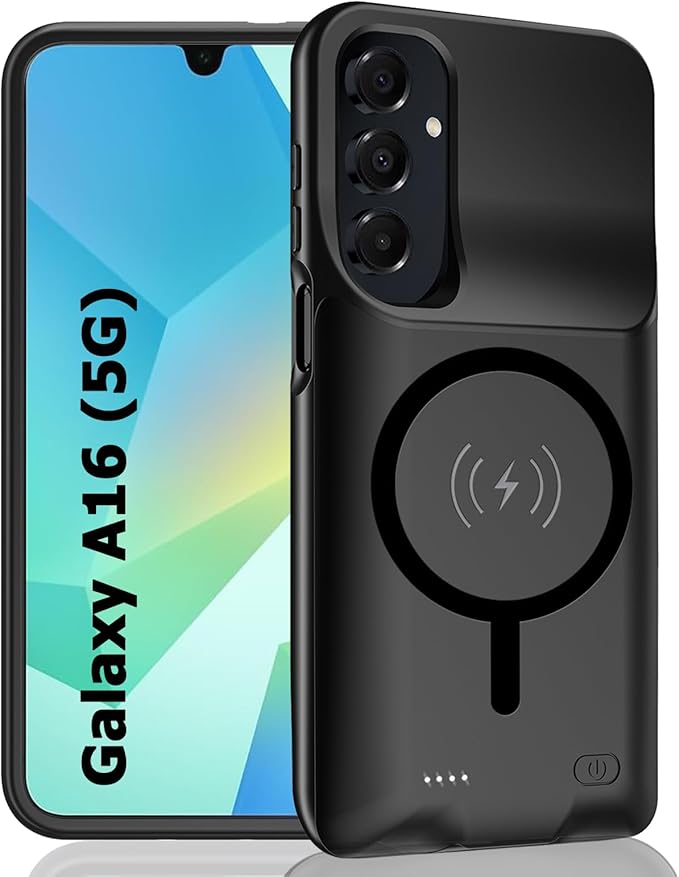 Battery Case for Galaxy A16/A17,Enhanced 10000mAh Portable Protective Wireless Charging Case Support Carplay Compatible with Galaxy A16 A17(6.7 inch) Rechargeable Extended Battery Charger Cover-Black