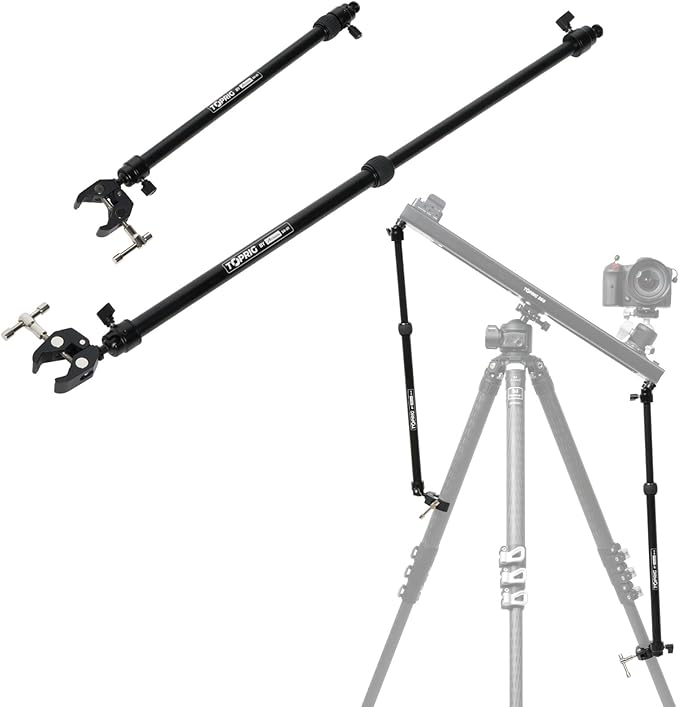 Accsoon Camera Slider Support Arm(2 Arms in), Adjustable Tripod Stability Arm for Increasing Stability in Aluminum Alloy Extendable Pole for Slider Rail Track with C Clamp and Ballhead