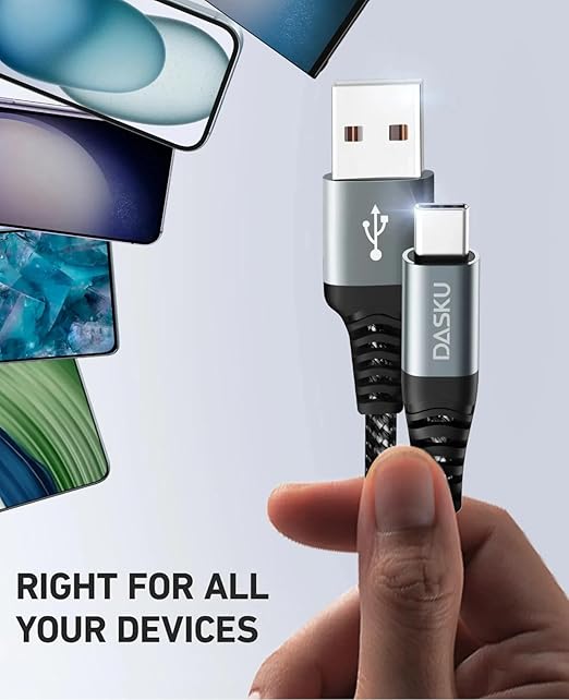 USB Type C Cable Fast Charging, 5 Pack[3/6/6/10/10FT] Braided C Charger Cables Compatible with iPhone 16/15, Samsung Galaxy S10 S9 S8 Plus, Note 10 9 8, LG V50 V40 G8 G7(Grey)
