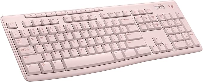 Logitech K270 Wireless Keyboard for Windows, 2.4 GHz Wireless, Full-Size, Number Pad, 8 Multimedia Keys, 2-Year Battery Life, Compatible with PC, Laptop - Rose