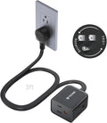 TROND 360° Rotating Flat Plug Extension Cord 3ft, Low Profile Small Power Strip, Three Side Grounded Outlet, 13A, Short SPT 16/3 Gauge Cable for Indoor Home Office Cruise Travel Essentials, Black
