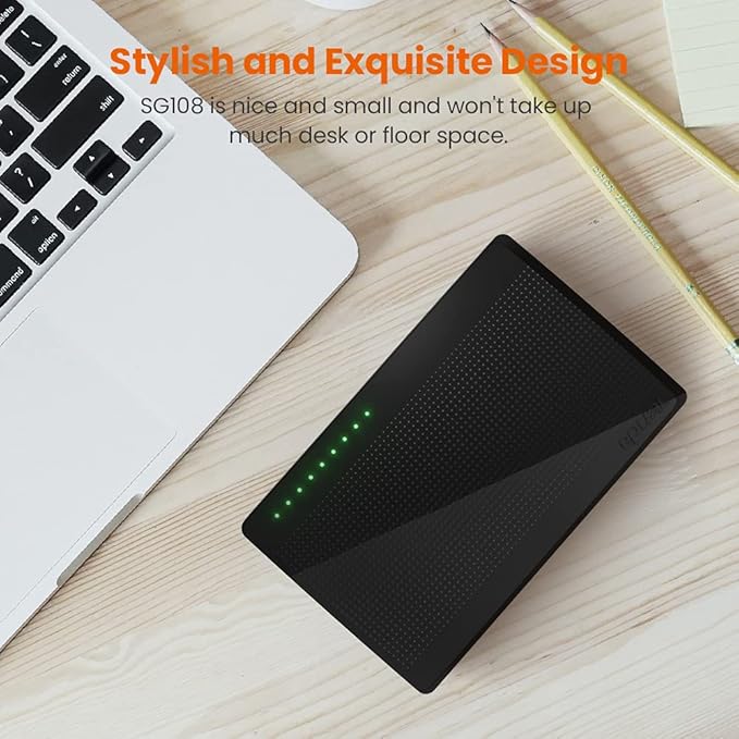 Tenda SG108, 8-Port Gigabit Ethernet Switch, Unmanaged Network Hub, Ethernet Splitter, Plug & Play, Shielded Ports & Plastic Case, Desktop/Wall-Mount, Fan-Less, Limited Lifetime Protection