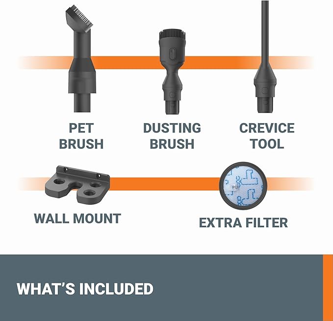 WORX 20V Cordless Stick Vacuum, Powerful Cordless Vacuum Cleaner 25Kpa High Suction for Pet Hair, Lightweight Handheld Vacuum Cleans Floors Carpet Car – Battery & Charger Included