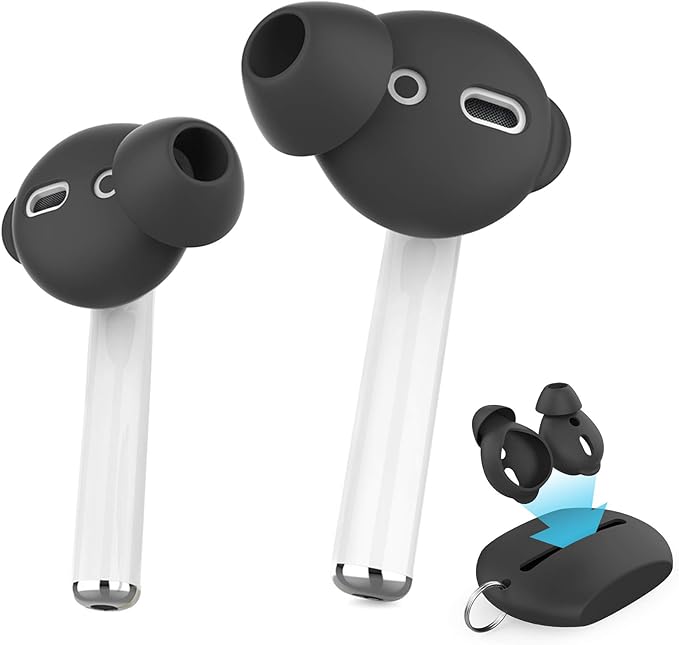 AhaStyle 3 Pairs AirPods Ear Tips Silicone Earbuds Cover [Not Fit in The Charging Case] Compatible with Apple AirPods (3 Pairs Small, Black)