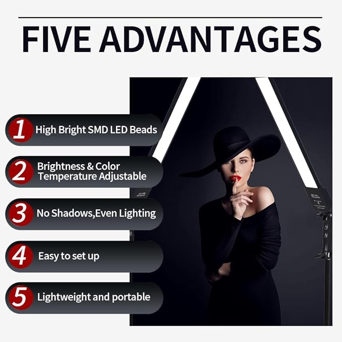 2 Packs LED Photography Lighting Dimmable 3200K-5500K LED Video Light Photo Studio Light Kit with Tripod Stand Bag for Camera Video Studio YouTube Product Portrait Live Streaming