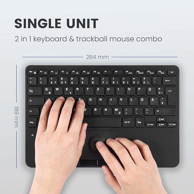 Perixx PERIBOARD-526 US, Wired Mini USB Keyboard with Trackball - X Type Scissor Keys - 11.18x7.17x1.1 Inches - Build-in 2 USB Hubs - US English
