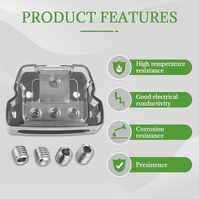 BOJACK 3 Way Power Distribution Connecting Block 1x0/2/4 Gauge Input 3x4/8 Gauge Output Power Distribution Block for Car Amplifier Audio Splitter