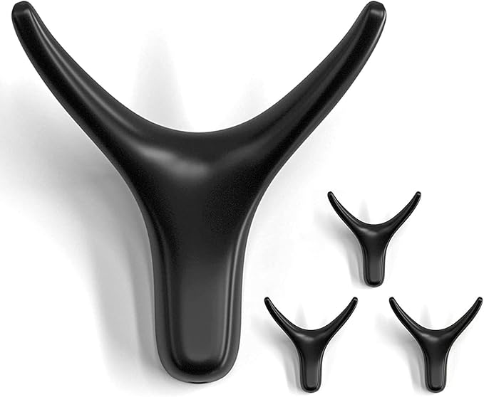 4 Packs Towel Hooks,Coat Hook Cow Head Wall Hooks, Metal Heavy Duty Wall Hooks for Hanging Coats, Hats, Bags, Kitchenware and Towels in Living Room, Kitchen, Bedroom and Bathroom (Black)