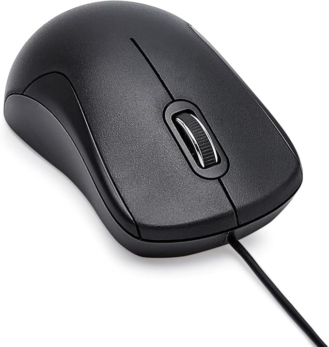 Amazon Basics 3-Button USB Wired Mouse with Precision Scroll Wheel, Standard, Black