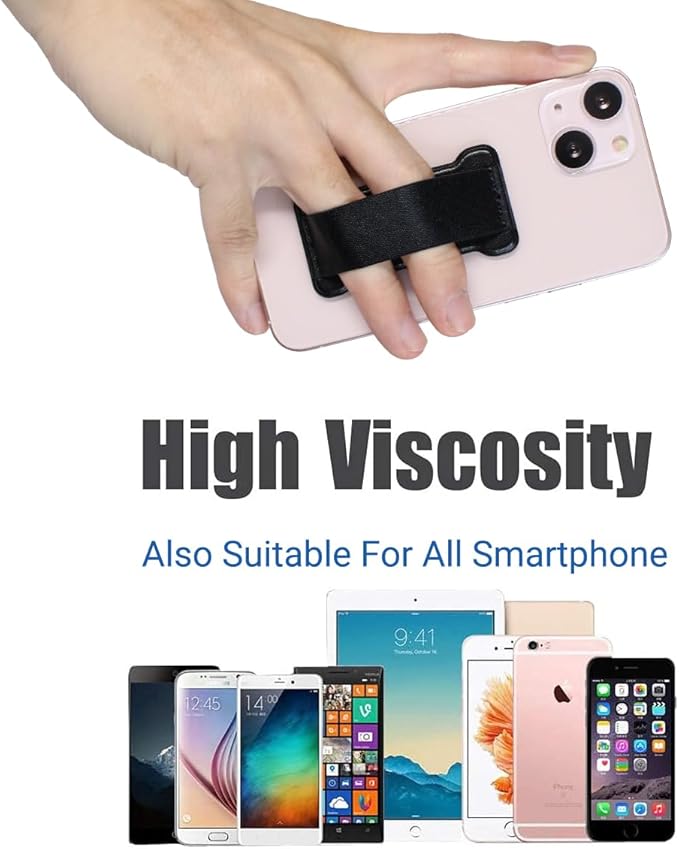 Phone Grip Holder for Hand, Universal Finger Strap Phone Holder, Finger Selfie Grip Compatible with Most Smartphones (Black Purple) -2Pack