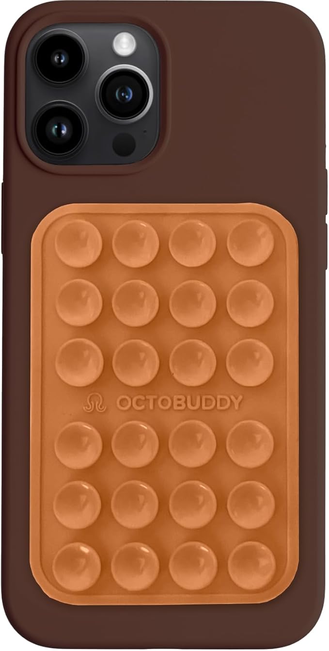 Classic MAX - Silicone Suction Phone Case Adhesive Mount - Hands-Free, Strong Grip Holder for Selfies and Videos - iPhone and Android Compatible - 2.6″ x 3.9″, Caramel Cream