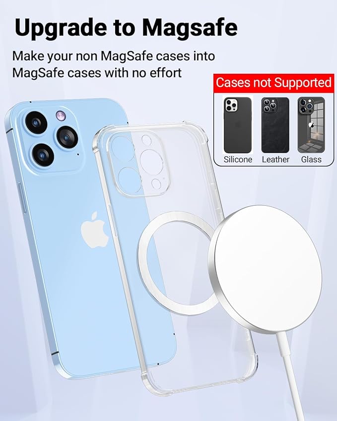 for Magsafe Sticker Magnet - 10 PCS, Ultra-Thin(0.4mm), Compatible with iPhone 15 Pro Max,15 Pro,15/14/13/12 Series,mag Safe Charger, for Apple Wallet Magsafe - Silver